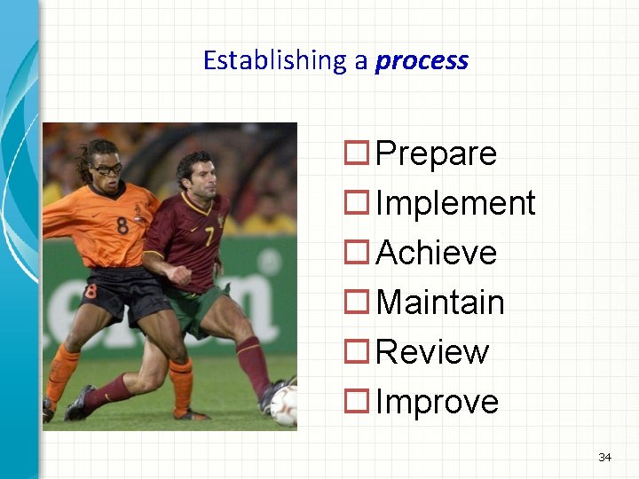 Establishing a process o Prepare o Implement o Achieve o Maintain o Review o