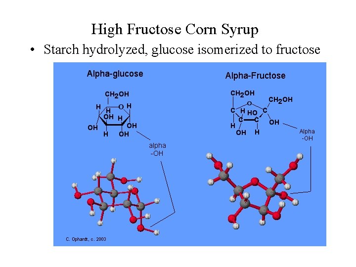 High Fructose Corn Syrup • Starch hydrolyzed, glucose isomerized to fructose 