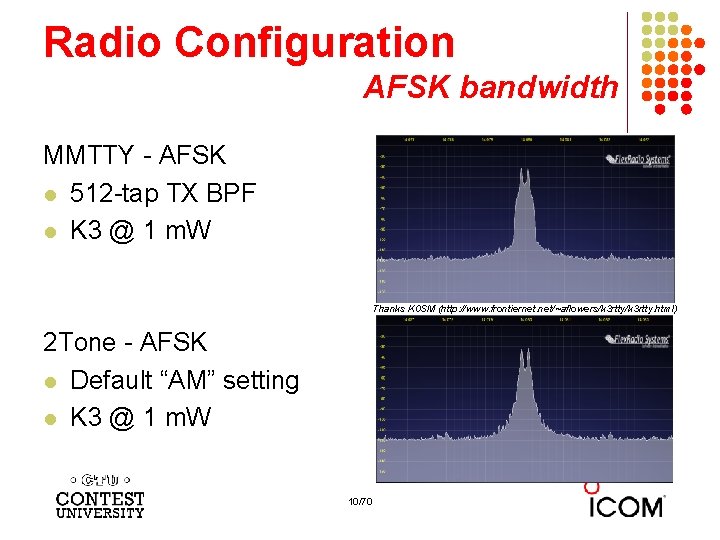Radio Configuration AFSK bandwidth MMTTY - AFSK l 512 -tap TX BPF l K