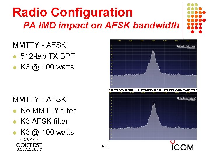 Radio Configuration PA IMD impact on AFSK bandwidth MMTTY - AFSK l 512 -tap