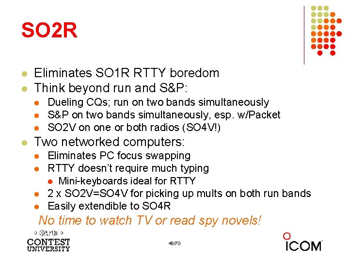 SO 2 R l l Eliminates SO 1 R RTTY boredom Think beyond run