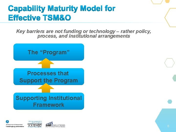 Key barriers are not funding or technology – rather policy, process, and institutional arrangements