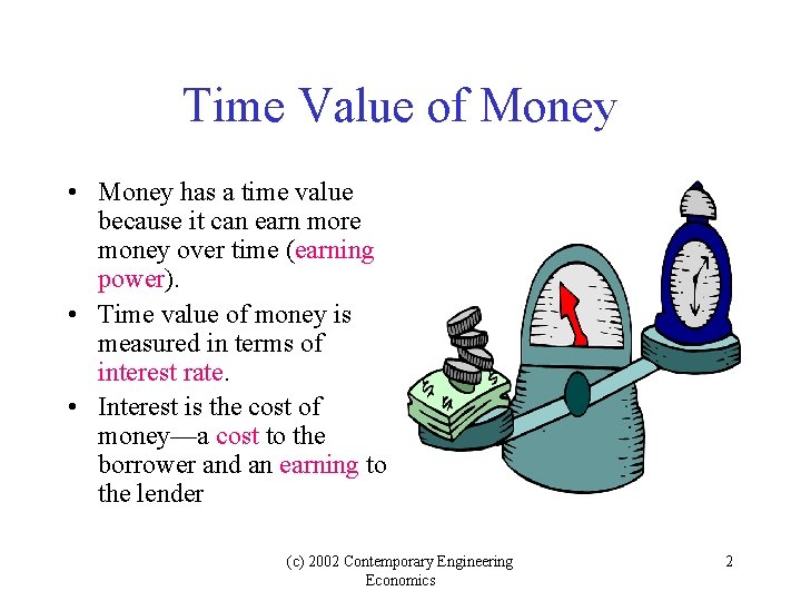 Time Value of Money • Money has a time value because it can earn Time Value of Money • Money has a time value because it can earn