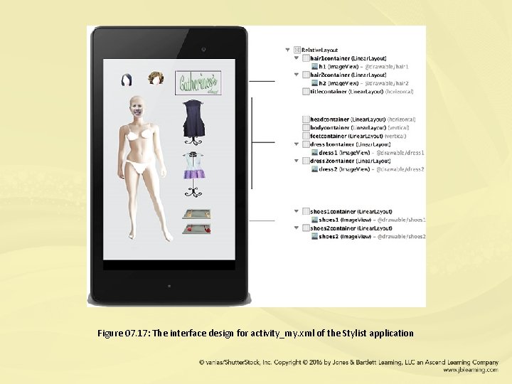 Figure 07. 17: The interface design for activity_my. xml of the Stylist application 