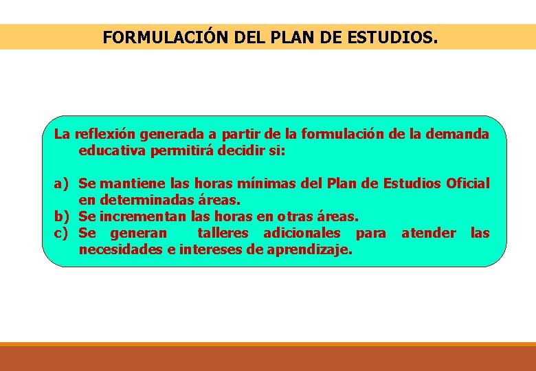 FORMULACIÓN DEL PLAN DE ESTUDIOS. La reflexión generada a partir de la formulación de