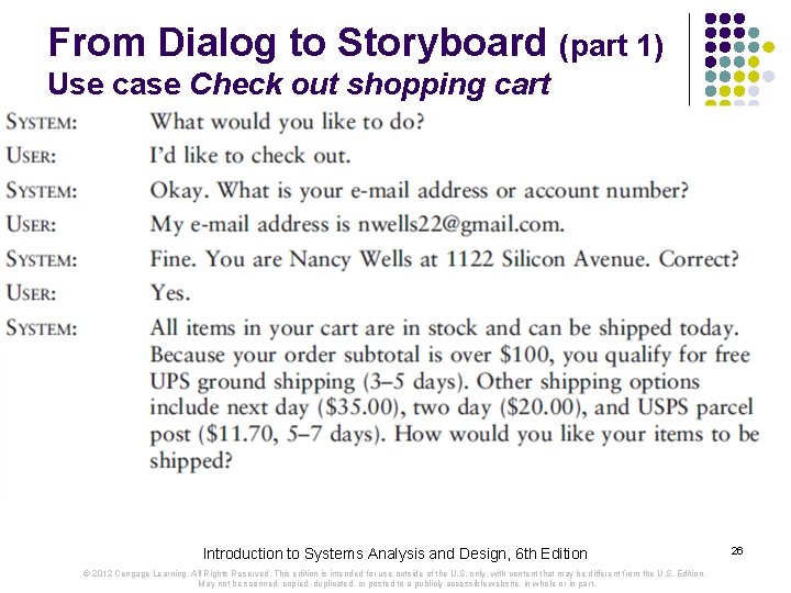 From Dialog to Storyboard (part 1) Use case Check out shopping cart Introduction to