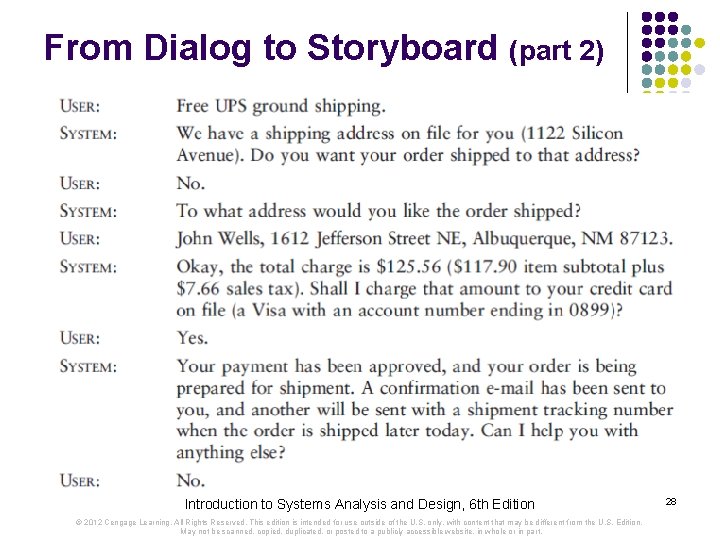 From Dialog to Storyboard (part 2) Introduction to Systems Analysis and Design, 6 th