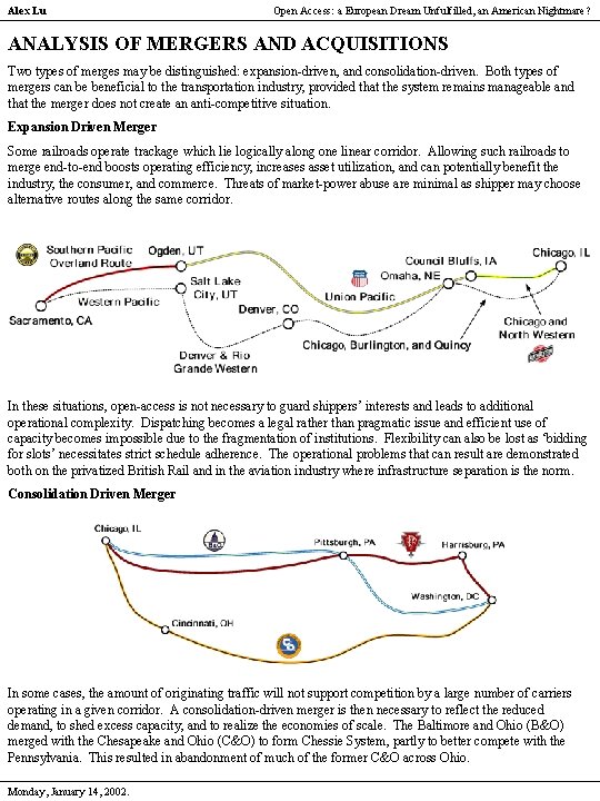 Alex Lu Open Access: a European Dream Unfulfilled, an American Nightmare? ANALYSIS OF MERGERS