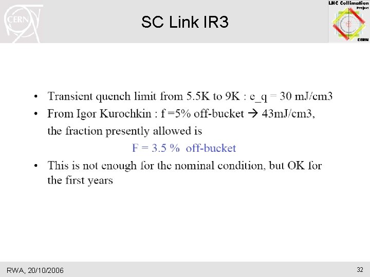 SC Link IR 3 RWA, 20/10/2006 32 SC Link IR 3 RWA, 20/10/2006 32