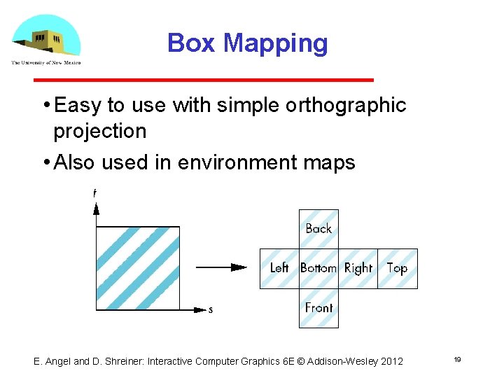 Box Mapping • Easy to use with simple orthographic projection • Also used in Box Mapping • Easy to use with simple orthographic projection • Also used in