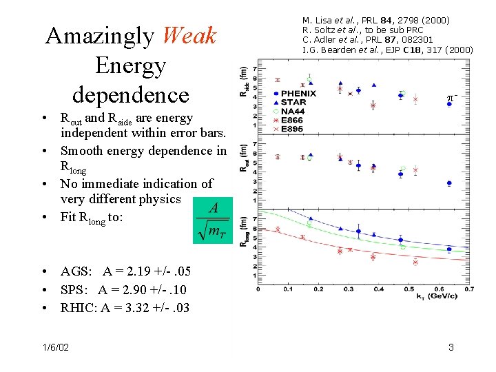 Amazingly Weak Energy dependence M. Lisa et al. , PRL 84, 2798 (2000) R.