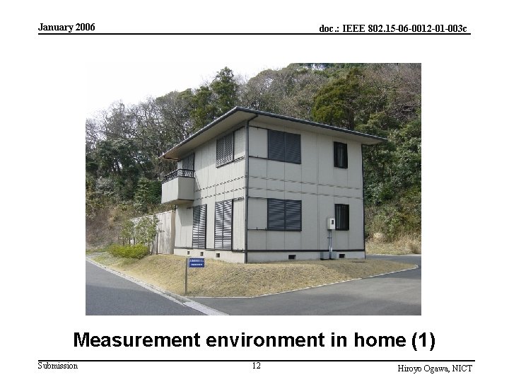 January 2006 doc. : IEEE 802. 15 -06 -0012 -01 -003 c Measurement environment