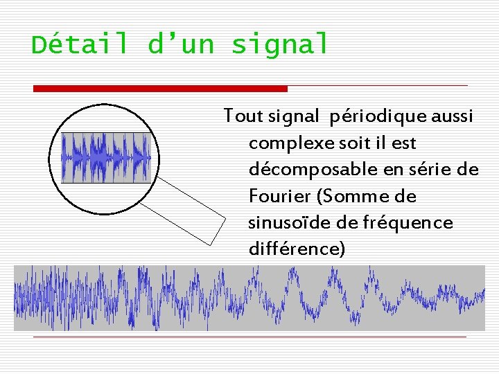 Détail d’un signal Tout signal périodique aussi complexe soit il est décomposable en série