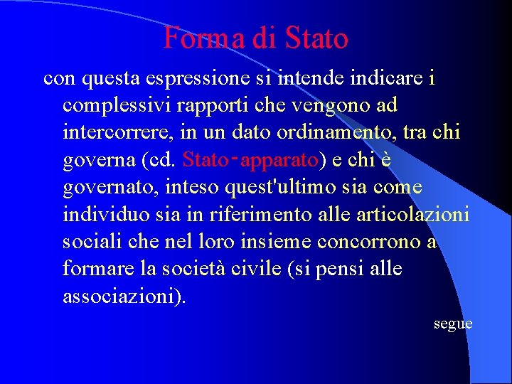 Forma di Stato con questa espressione si intende indicare i complessivi rapporti che vengono