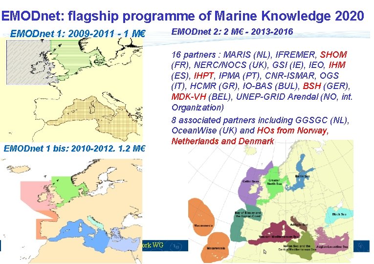 EMODnet: flagship programme of Marine Knowledge 2020 EMODnet 1: 2009 -2011 - 1 M€
