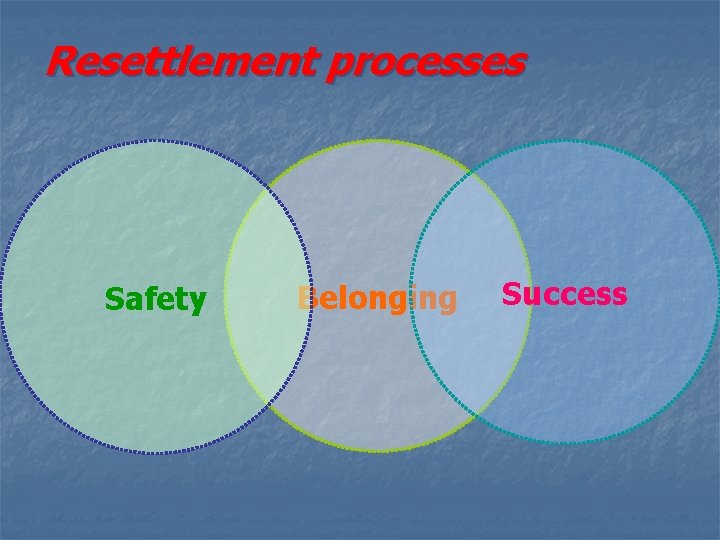 Resettlement processes Safety Belonging Success 