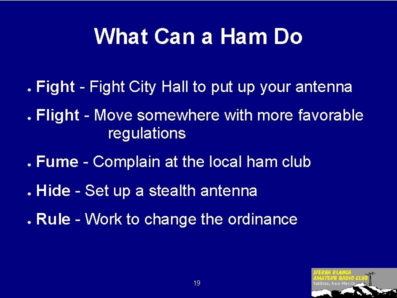 What Can a Ham Do ● ● Fight - Fight City Hall to put