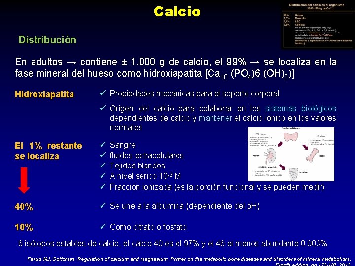 Calcio Distribución En adultos → contiene ± 1. 000 g de calcio, el 99%