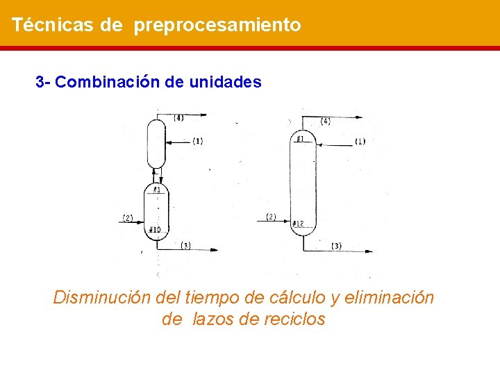 Técnicas de preprocesamiento 3 - Combinación de unidades Disminución del tiempo de cálculo y