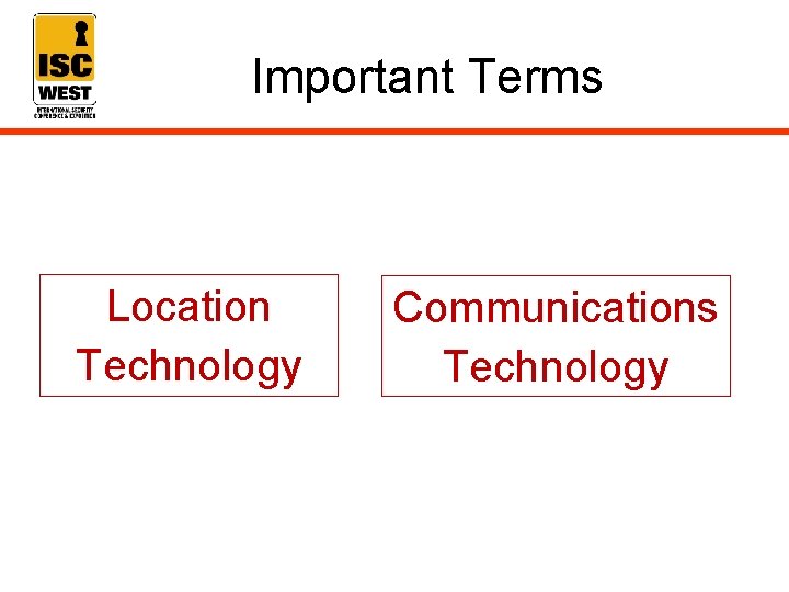 Important Terms Location Technology Communications Technology 