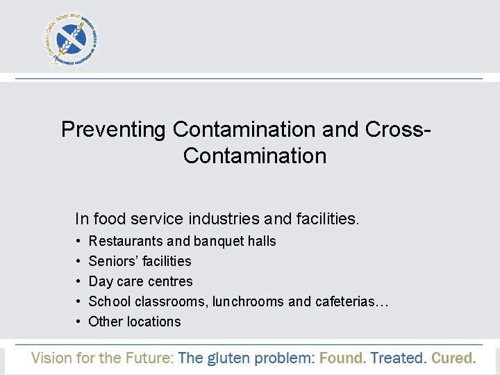Preventing Contamination and Cross. Contamination In food service industries and facilities. • • •