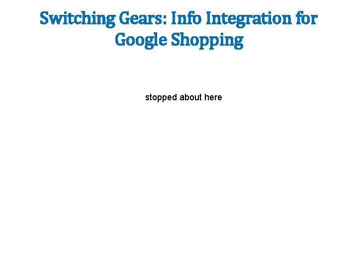 Switching Gears: Info Integration for Google Shopping stopped about here 