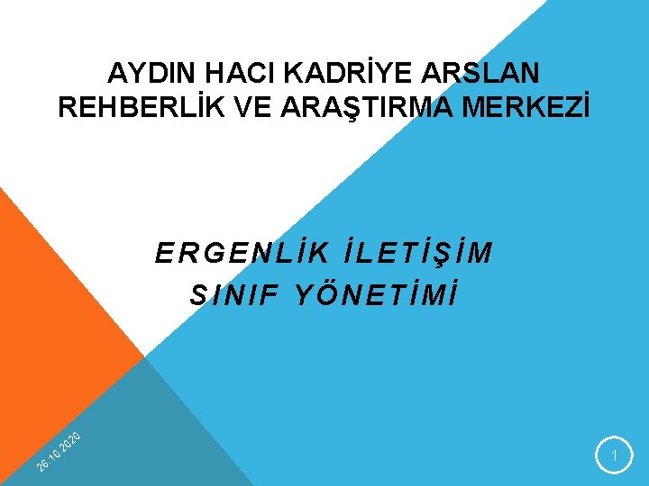 AYDIN HACI KADRİYE ARSLAN REHBERLİK VE ARAŞTIRMA MERKEZİ ERGENLİK İLETİŞİM SINIF YÖNETİMİ 20 2