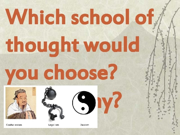 Which school of thought would you choose? Why? 