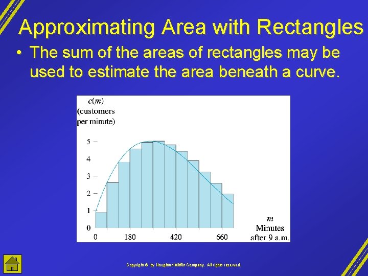 Approximating Area with Rectangles • The sum of the areas of rectangles may be