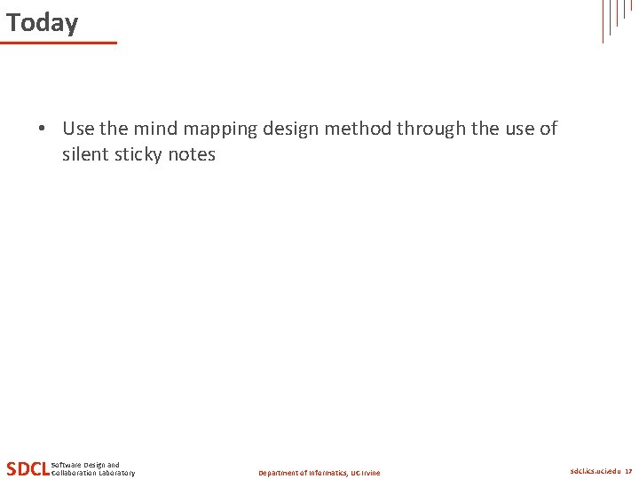 Today • Use the mind mapping design method through the use of silent sticky