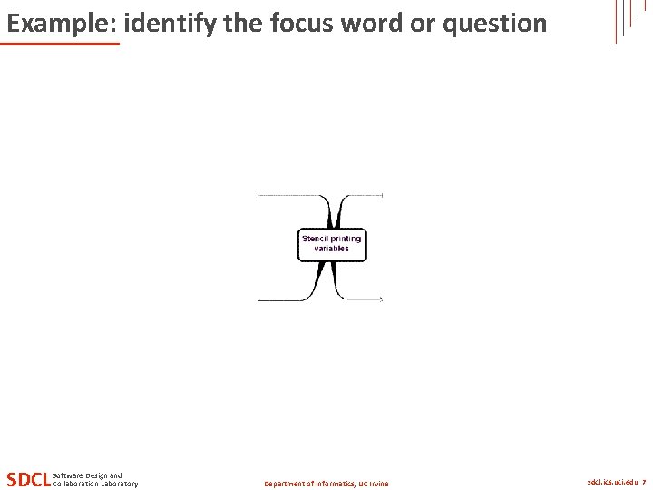 Example: identify the focus word or question SDCL Software Design and Collaboration Laboratory Department