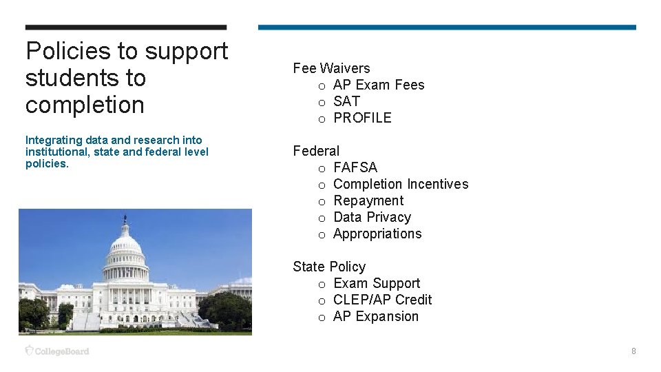 Policies to support students to completion Integrating data and research into institutional, state and