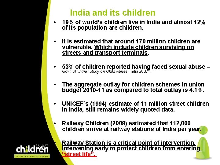 India and its children • 19% of world’s children live in India and almost