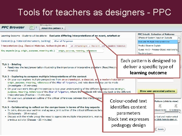 Tools for teachers as designers - PPC Each pattern is designed to deliver a