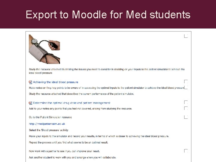 Export to Moodle for Med students 