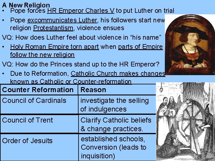 A New Religion • Pope forces HR Emperor Charles V to put Luther on