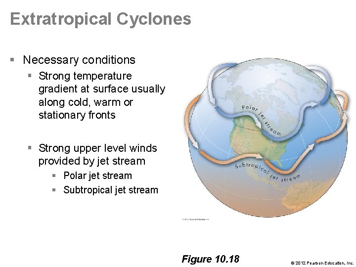 Extratropical Cyclones § Necessary conditions § Strong temperature gradient at surface usually along cold,