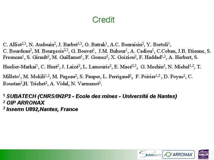 Credit C. Alliot 2, 3, N. Audouin 2, J. Barbet 2, 3, O. Batrak