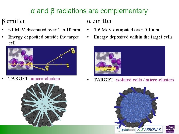 α and β radiations are complementary α emitter β emitter • <1 Me. V