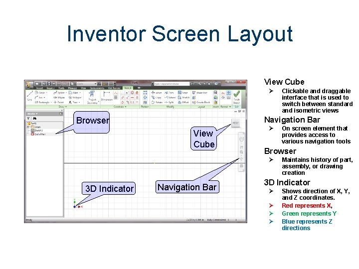 Inventor Screen Layout View Cube Ø Navigation Bar Browser View Cube Ø Navigation Bar Inventor Screen Layout View Cube Ø Navigation Bar Browser View Cube Ø Navigation Bar