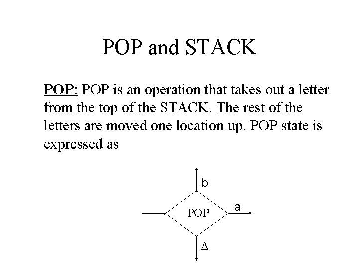 POP and STACK POP: POP is an operation that takes out a letter from POP and STACK POP: POP is an operation that takes out a letter from