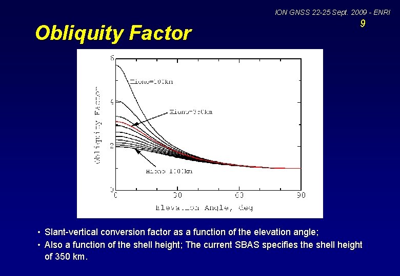 ION GNSS 22 -25 Sept. 2009 - ENRI Obliquity Factor 9 • Slant-vertical conversion