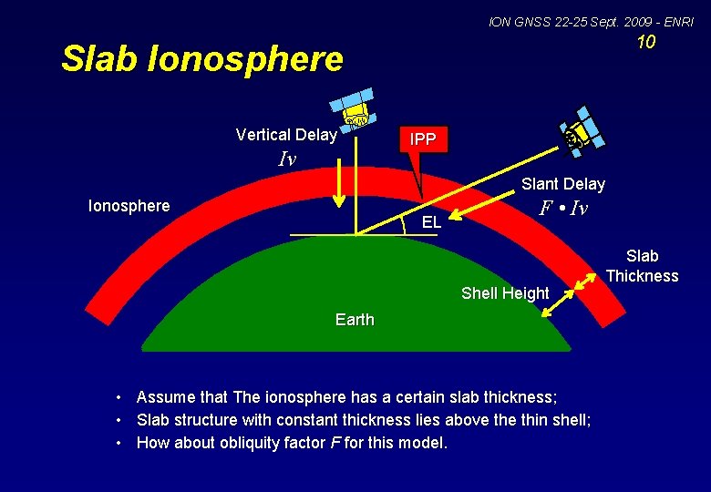 ION GNSS 22 -25 Sept. 2009 - ENRI 10 Slab Ionosphere Vertical Delay Iv