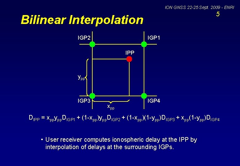 ION GNSS 22 -25 Sept. 2009 - ENRI 5 Bilinear Interpolation IGP 2 IGP