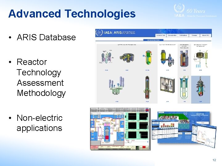 Advanced Technologies • ARIS Database • Reactor Technology Assessment Methodology • Non-electric applications 12