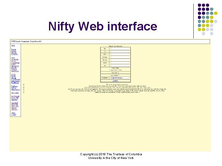 Nifty Web interface Copyright (c) 2018 The Trustees of Columbia University in the City