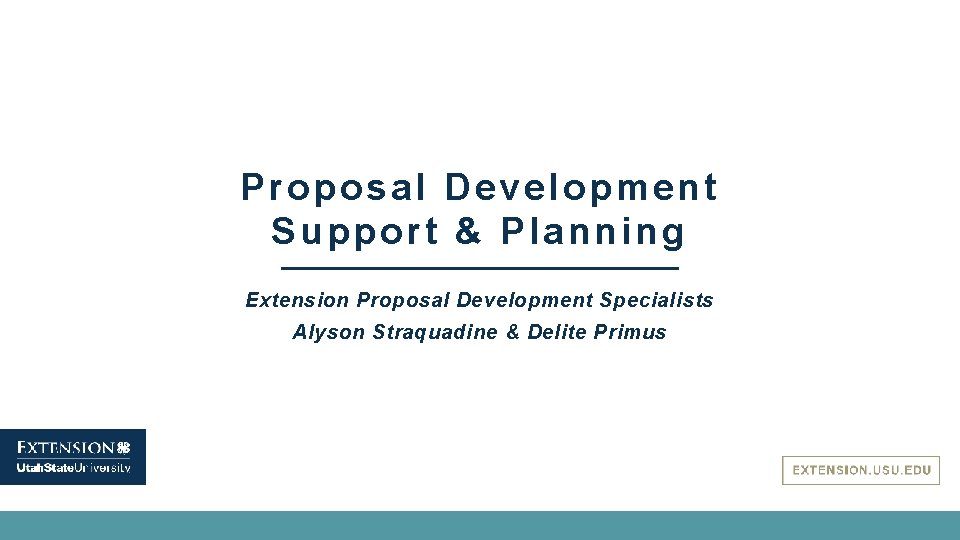 Proposal Development Support & Planning Extension Proposal Development Specialists Alyson Straquadine & Delite Primus