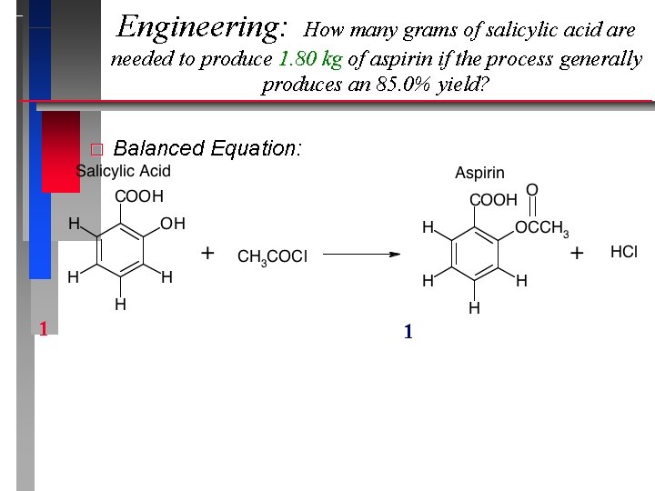 Engineering: How many grams of salicylic acid are needed to produce 1. 80 kg Engineering: How many grams of salicylic acid are needed to produce 1. 80 kg