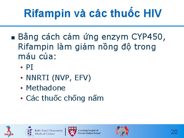 Rifampin và các thuốc HIV n Bằng cách cảm ứng enzym CYP 450, Rifampin