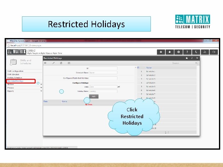 Restricted Holidays Click Restricted Holidays 